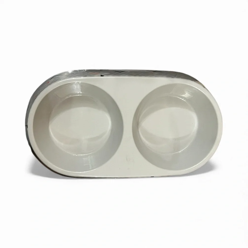 Whisker City Geometric Patterned melamine Double Pet Bowl stainless inserts